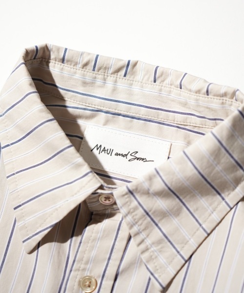 MAUI and Sons（マウイアンドサンズ）の「Maui & Sons / マウイアンドサンズ Pacific Big Shirt ストライプ ビッグシャツ（シャツ/ブラウス・メンズ・ベージュ/ブルー/マルチ・MEDIUM/LARGE）」の6枚目の写真
