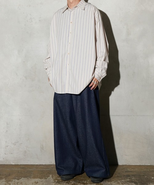 MAUI and Sons（マウイアンドサンズ）の「Maui & Sons / マウイアンドサンズ Pacific Big Shirt ストライプ ビッグシャツ（シャツ/ブラウス・メンズ・ベージュ/ブルー/マルチ・MEDIUM/LARGE）」の5枚目の写真