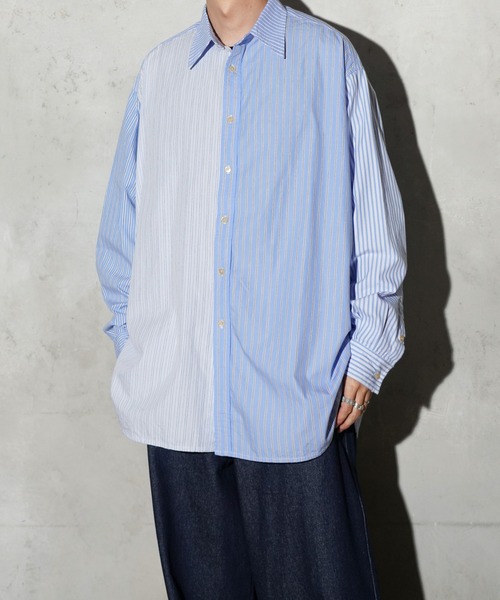 MAUI and Sons（マウイアンドサンズ）の「Maui & Sons / マウイアンドサンズ Pacific Big Shirt ストライプ ビッグシャツ（シャツ/ブラウス・メンズ・ベージュ/ブルー/マルチ・MEDIUM/LARGE）」の22枚目の写真