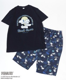 SNOOPY（スヌーピー）の「PEANUTS SNOOPY（ピーナッツ スヌーピー）プリントTシャツ＆総柄ハーフパンツ パジャマ/上下セット ルームウェア メンズ（ルームウェア/パジャマ）」