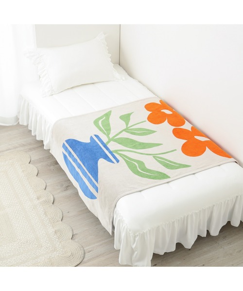 セール】アートタオルケット フラワー ハーフ マルチ 140×100cm