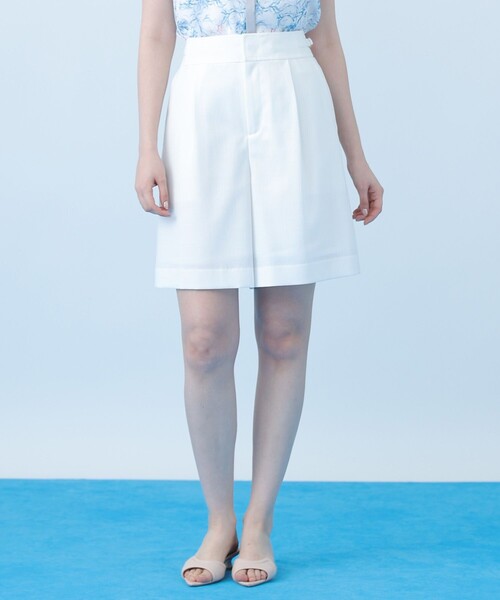 ANAYI（アナイ）の「ドライスラブハーフパンツ〈セットアップ対応商品〉（その他パンツ・レディース・ブルー/ネイビー/ホワイト・38/36）」の2枚目の写真