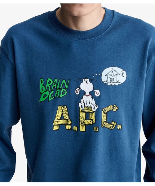 A.P.C.（アーペーセー）の「T-SHIRT LONG SLEEVE A.P.C. X BRAINDEAD（Tシャツ/カットソー・メンズ・ブルー・S/M/L）」の4枚目の写真
