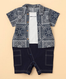 COMME CA ISM | バンダナ柄プリント フェイクレイヤード カバーオール(ロンパース)