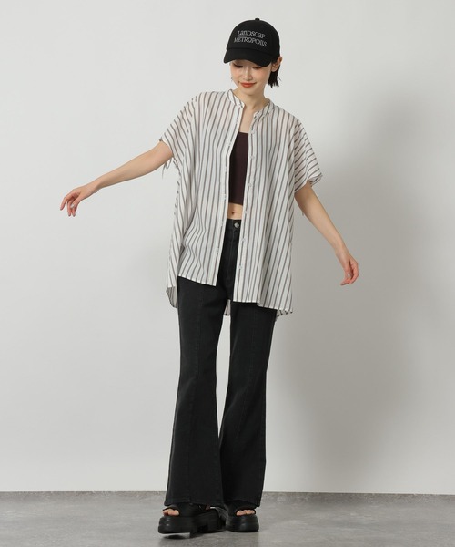 LAKOLE（ラコレ）の「＜多機能ウェア＞バックシャーリングノースリーブブラウス / 659862（シャツ/ブラウス・レディース・オフホワイト/ブルー/ブラック/ベージュ・FREE）」の13枚目の写真