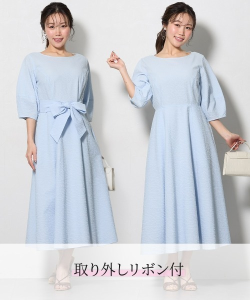 Nissen glamor(ニッセングラマー)の「【大きい胸専用】綿100%サッカー素材 ランタンスリーブワンピース(ワンピース・レディース・ホワイト/ブラック/ライトブルー・M/LL/L)」の13枚目の写真