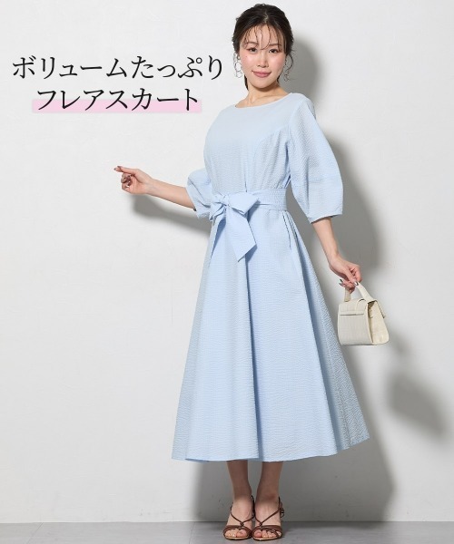 Nissen glamor(ニッセングラマー)の「【大きい胸専用】綿100%サッカー素材 ランタンスリーブワンピース(ワンピース・レディース・ホワイト/ブラック/ライトブルー・M/LL/L)」の14枚目の写真