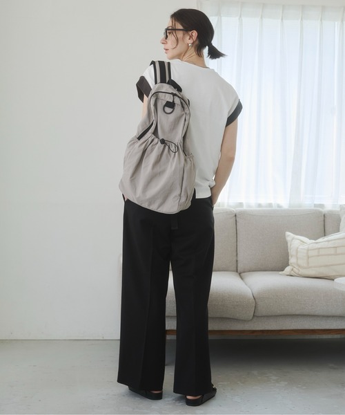 ANGIE(アンジー)の「配色 レイヤード フレンチスリーブ Tシャツ / バイカラーコットン Tシャツ / 夏服(Tシャツ/カットソー・レディース・オフホワイト/ベージュ/ライトグレー・FREE)」の6枚目の写真