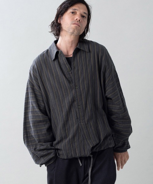 EGO TRIPPING(エゴトリッピング)の「ms6556-BRUSH-PULLOVER SHIRTS プルオーバーシャツ(616707)(シャツ/ブラウス・メンズ・ネイビー/ダークブラウン・46/48)」の3枚目の写真