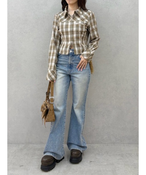 EVRIS(エヴリス)の「SUNNYコンパクトチェックシャツ 秋服(シャツ/ブラウス・レディース・ベージュ/ブラウン/ブラック・FREE)」の13枚目の写真