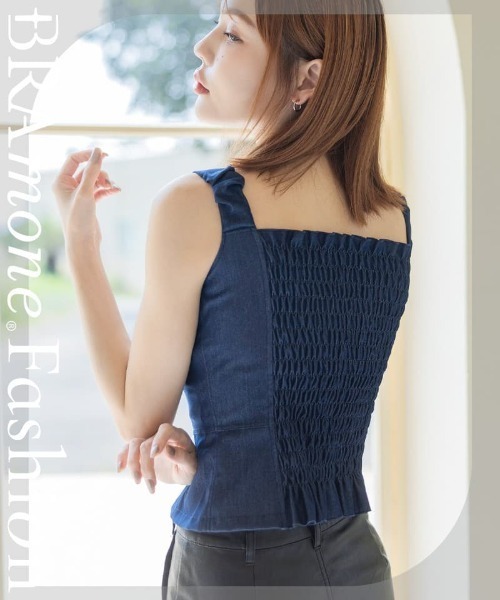 tu-hacci(ツーハッチ)の「ジップデニムカップ付きビスチェ《BRAmone Fashion Glamorous》(タンクトップ・レディース・インディゴブルー/ブラック・70M/75M/65L/70L/65M/75L)」の20枚目の写真