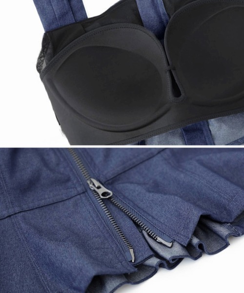 tu-hacci(ツーハッチ)の「ジップデニムカップ付きビスチェ《BRAmone Fashion Glamorous》(タンクトップ・レディース・インディゴブルー/ブラック・70M/75M/65L/70L/65M/75L)」の16枚目の写真