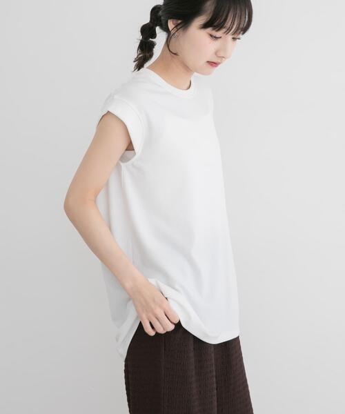 ITEMS URBANRESEARCH(アイテムズ アーバンリサーチ)の「カットジョーゼットフレンチTシャツ(Tシャツ/カットソー・レディース・ホワイト/ブラック/ブラウン・FREE)」の1枚目の写真