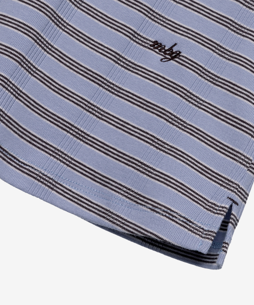 MIND BRIDGE WOMEN（マインドブリッジウーマン）の「[W]変形ゴルジブルーストライプトップ（Tシャツ/カットソー・レディース・ブルー・55/66）」の6枚目の写真