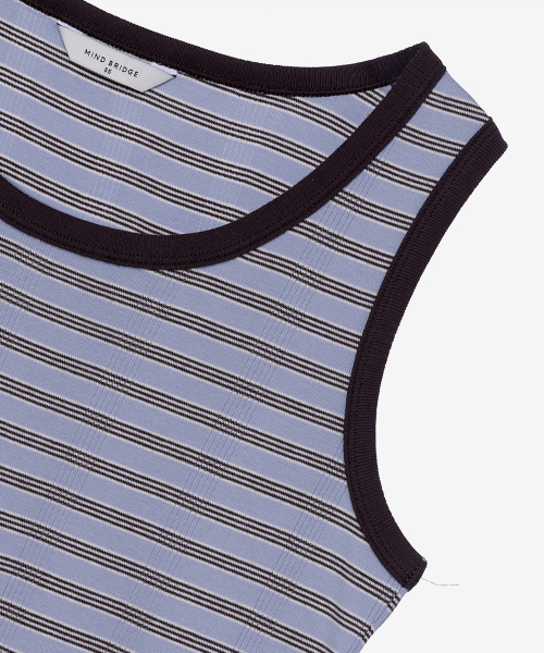 MIND BRIDGE WOMEN（マインドブリッジウーマン）の「[W]変形ゴルジブルーストライプトップ（Tシャツ/カットソー・レディース・ブルー・55/66）」の7枚目の写真