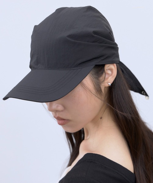 THINGS THAT MATTER(シングス ザット マター)の「SCARF DESIGN NYLON CAP / スカーフ デザイン ナイロン キャップ(キャップ・レディース・オフホワイト/ブラック・FREE)」の7枚目の写真