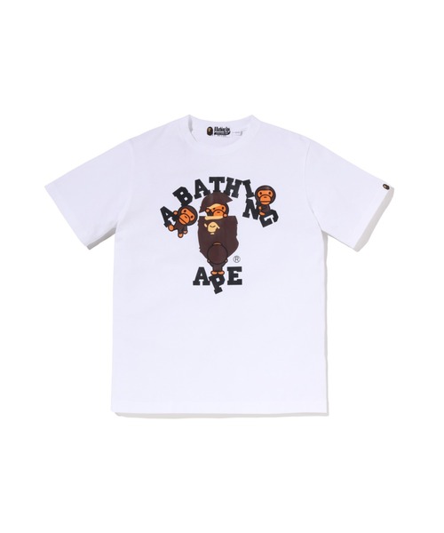 A BATHING APE(アベイシングエイプ)の「COLLEGE MILO TEE(Tシャツ/カットソー・キッズ・ブルー/ブラック/ホワイト/ピンク・160/150)」の1枚目の写真