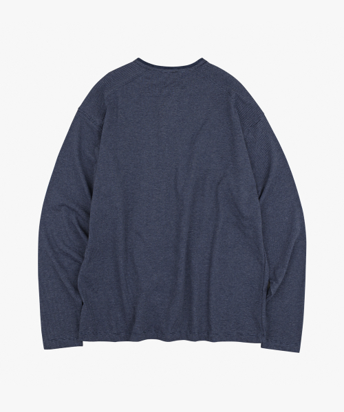 LETTERCOMO（レテルコモ）の「メロウヘンリーネックストライプロングスリーブネイビー（Tシャツ/カットソー・メンズ・ネイビー・MEDIUM/LARGE）」の8枚目の写真