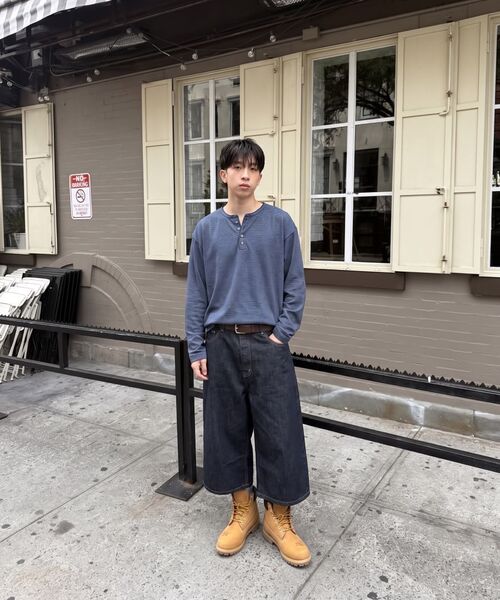 LETTERCOMO（レテルコモ）の「メロウヘンリーネックストライプロングスリーブネイビー（Tシャツ/カットソー・メンズ・ネイビー・MEDIUM/LARGE）」の3枚目の写真