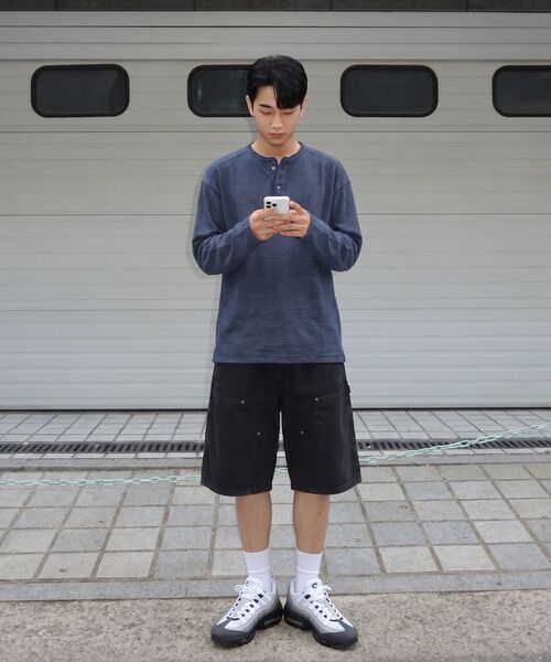 LETTERCOMO（レテルコモ）の「メロウヘンリーネックストライプロングスリーブネイビー（Tシャツ/カットソー・メンズ・ネイビー・MEDIUM/LARGE）」の4枚目の写真