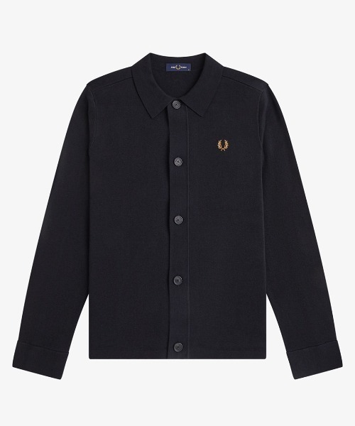 FRED PERRY(フレッドペリー)の「【先行予約受付中】Knitted Overshirt/ニットオーバーシャツ(カーディガン/ボレロ・メンズ・ダークグリーン/ブラック・S/M/L)」の7枚目の写真