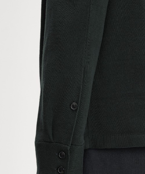 FRED PERRY(フレッドペリー)の「【先行予約受付中】Knitted Overshirt/ニットオーバーシャツ(カーディガン/ボレロ・メンズ・ダークグリーン/ブラック・S/M/L)」の11枚目の写真