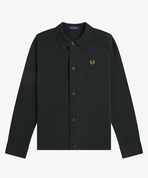 FRED PERRY(フレッドペリー)の「【先行予約受付中】Knitted Overshirt/ニットオーバーシャツ(カーディガン/ボレロ・メンズ・ダークグリーン/ブラック・S/M/L)」の14枚目の写真