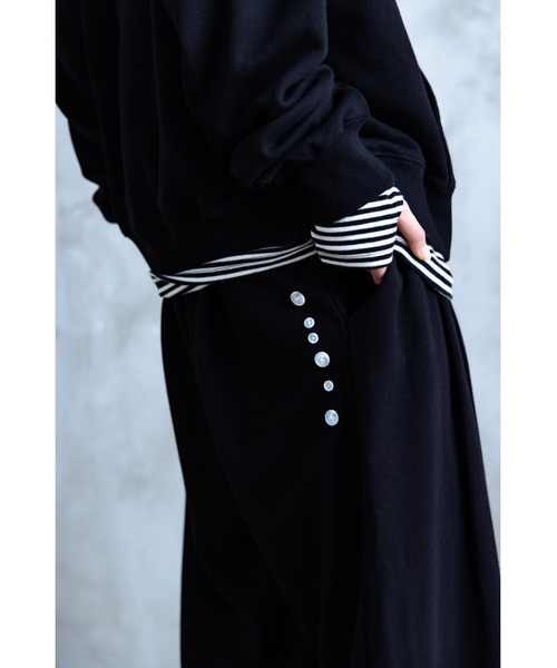 TAMYU(タミュー)の「TAMYU - Morse Button Sweat Pants / モールスボタンスウェットパンツ(スウェットパンツ・メンズ・ブルーグレー/ブラック・SMALL/FREE)」の13枚目の写真