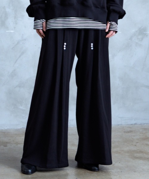 TAMYU(タミュー)の「TAMYU - Morse Button Sweat Pants / モールスボタンスウェットパンツ(スウェットパンツ・メンズ・ブルーグレー/ブラック・SMALL/FREE)」の4枚目の写真