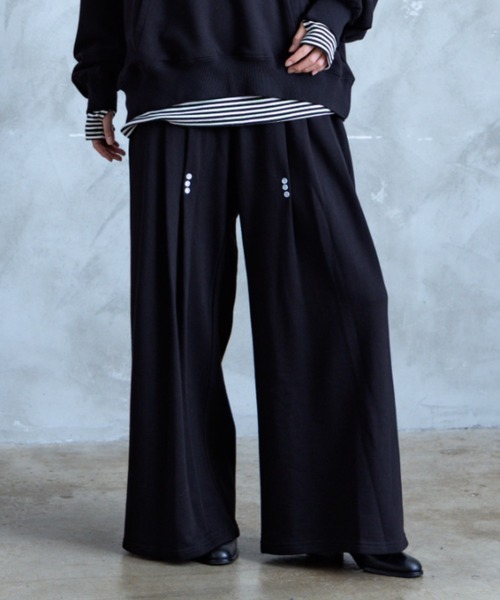 TAMYU(タミュー)の「TAMYU - Morse Button Sweat Pants / モールスボタンスウェットパンツ(スウェットパンツ・メンズ・ブルーグレー/ブラック・SMALL/FREE)」の5枚目の写真