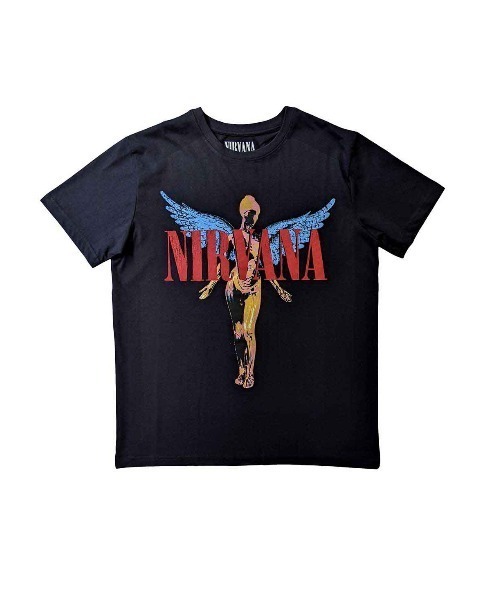 NIRVANA(ニルヴァーナ)の「NIRVANA UNISEX T-SHIRT: ANGELIC クルーネック 半袖Tシャツ バンドT ストリート ロック メンズ レディース 2026年 夏 夏服(Tシャツ/カットソー・メンズ・ブラック/ブラック系2・S/M/L/XL)」の1枚目の写真