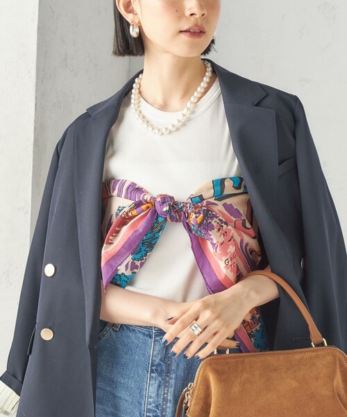 SHIPS（シップス）の「【一部SHIPS別注】BINDU: スカーフ 100×100（バンダナ/スカーフ・レディース・オレンジ系/ピンク系/ネイビー/オレンジ・ONE SIZE）」の5枚目の写真