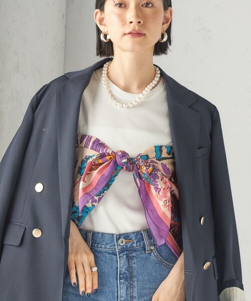 SHIPS（シップス）の「【一部SHIPS別注】BINDU: スカーフ 100×100（バンダナ/スカーフ・レディース・オレンジ系/ピンク系/ネイビー/オレンジ・ONE SIZE）」の7枚目の写真