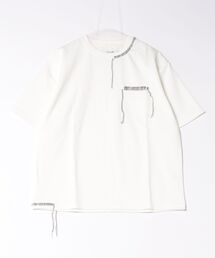 ★ATELANE★ストレッチポンチ フラワープリント、ハンドステッチ、S/S Tee