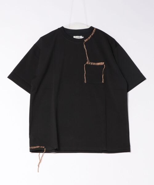 ATELANE(アテレーン)の「★ATELANE★ストレッチポンチ フラワープリント、ハンドステッチ、S/S Tee(Tシャツ/カットソー・メンズ・ホワイト系/ブラック系・MEDIUM)」の2枚目の写真