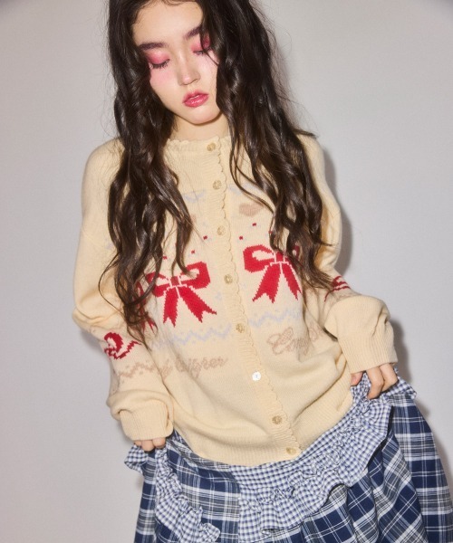 Candy Stripper(キャンディストリッパー)の「CANDY RIBBON KNIT カーディガン(カーディガン/ボレロ・レディース・アイボリー/ピンク/ライトブルー・FREE)」の9枚目の写真