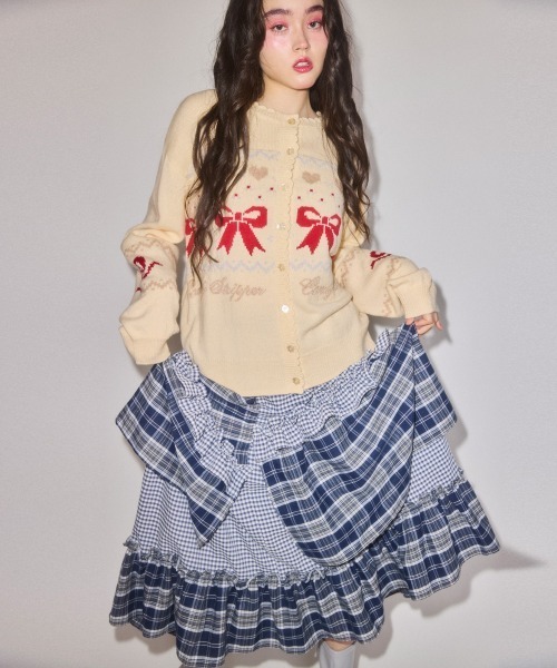 Candy Stripper(キャンディストリッパー)の「CANDY RIBBON KNIT カーディガン(カーディガン/ボレロ・レディース・アイボリー/ピンク/ライトブルー・FREE)」の11枚目の写真