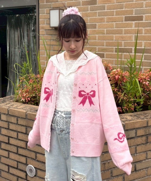Candy Stripper(キャンディストリッパー)の「CANDY RIBBON KNIT カーディガン(カーディガン/ボレロ・レディース・アイボリー/ピンク/ライトブルー・FREE)」の17枚目の写真