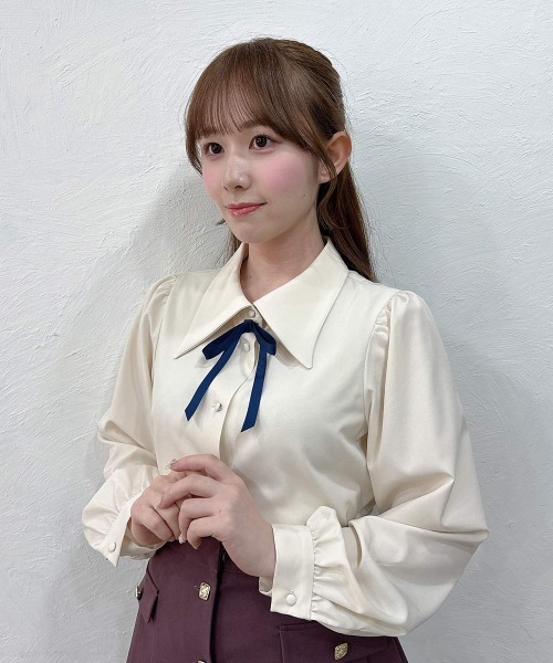 F i.n.t（フィント）の「レトロカラーリボンタイ付きブラウス/fint フィント（シャツ/ブラウス・レディース・ピンク/アイボリー・FREE）」の13枚目の写真