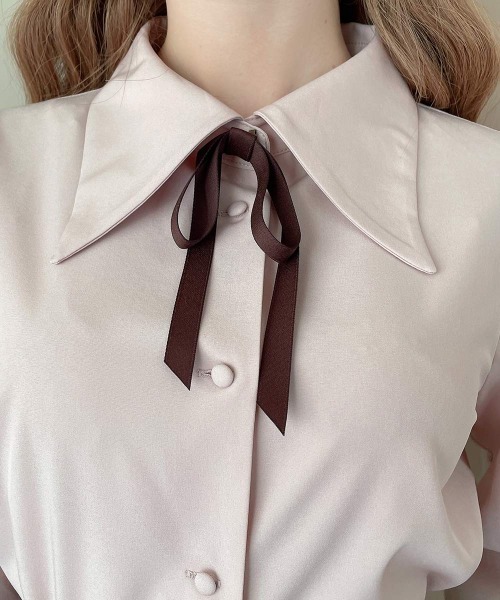 F i.n.t（フィント）の「レトロカラーリボンタイ付きブラウス/fint フィント（シャツ/ブラウス・レディース・ピンク/アイボリー・FREE）」の5枚目の写真