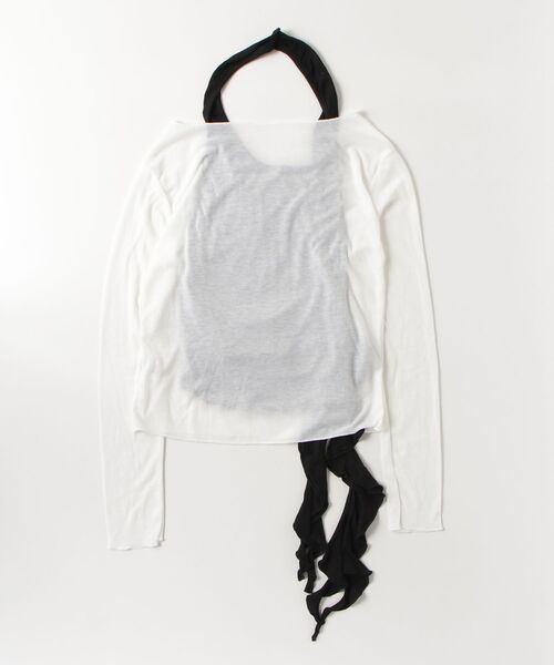 Vini(ヴィニ)の「ホルターネックレイヤードトップス(Tシャツ/カットソー・レディース・ブラック×ホワイト・MEDIUM)」の7枚目の写真