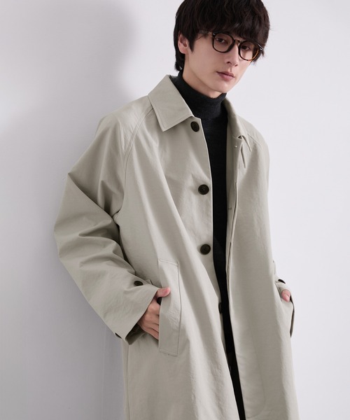 EMMA CLOTHES(エマクローズ)の「ツイルステンカラーロングコート〈UVカット〉(ステンカラーコート・メンズ・スミクロ/アイボリー・S/M/L)」の2枚目の写真
