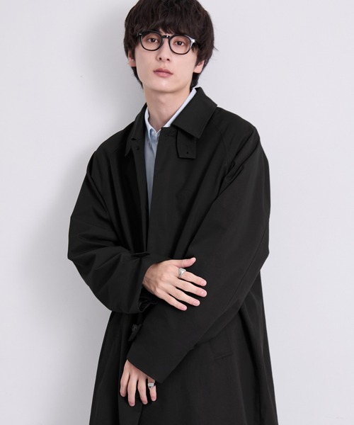 EMMA CLOTHES(エマクローズ)の「ツイルステンカラーロングコート〈UVカット〉(ステンカラーコート・メンズ・スミクロ/アイボリー・S/M/L)」の21枚目の写真
