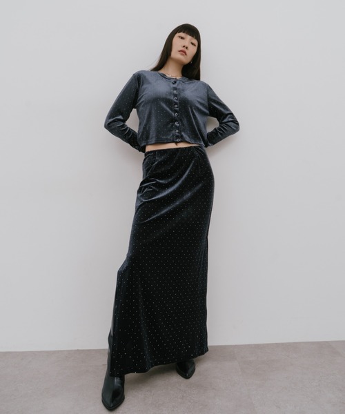 HANNE(アン)の「シャイニードットベロアスカート(スカート・レディース・ブラック/グレー・M/S)」の8枚目の写真
