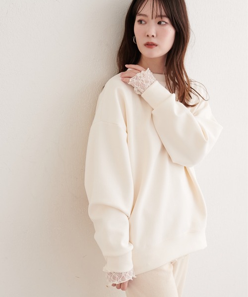 natural couture(ナチュラルクチュール)の「ポンチオーバーサイズスウェット(Tシャツ/カットソー・レディース・グレー/アイボリー/ブラック/ピンク・FREE)」の7枚目の写真