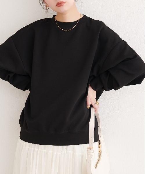 natural couture(ナチュラルクチュール)の「ポンチオーバーサイズスウェット(Tシャツ/カットソー・レディース・グレー/アイボリー/ブラック/ピンク・FREE)」の10枚目の写真