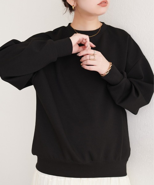 natural couture(ナチュラルクチュール)の「ポンチオーバーサイズスウェット(Tシャツ/カットソー・レディース・グレー/アイボリー/ブラック/ピンク・FREE)」の9枚目の写真