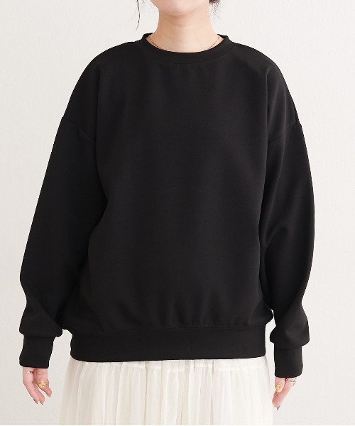 natural couture(ナチュラルクチュール)の「ポンチオーバーサイズスウェット(Tシャツ/カットソー・レディース・グレー/アイボリー/ブラック/ピンク・FREE)」の13枚目の写真