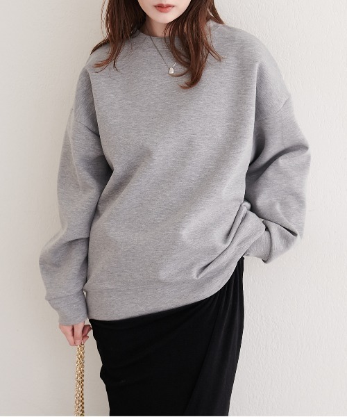 natural couture(ナチュラルクチュール)の「ポンチオーバーサイズスウェット(Tシャツ/カットソー・レディース・グレー/アイボリー/ブラック/ピンク・FREE)」の19枚目の写真