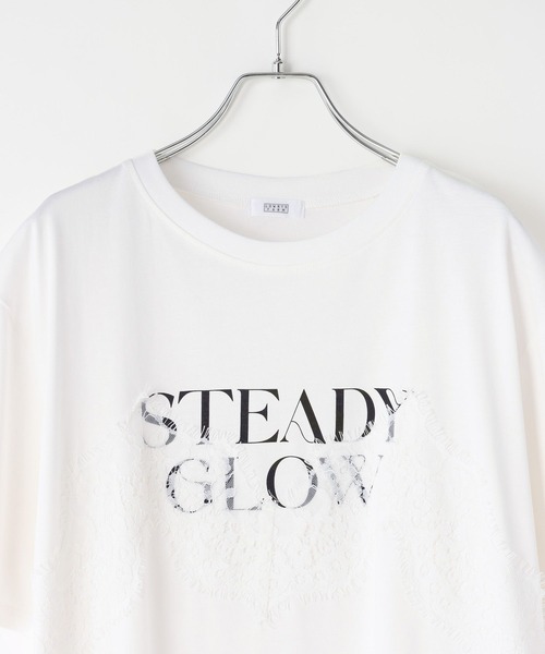 LOWRYS FARM(ローリーズファーム)の「レースロゴプリントT 1063342(Tシャツ/カットソー・レディース・チャコールグレー/ブラック/アイボリー・FREE)」の9枚目の写真